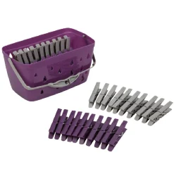 Gifi Entretien Du Linge|Panier et 30 pinces à linge violet gris