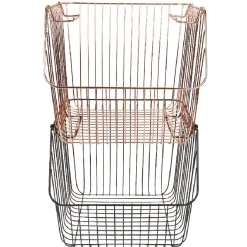 Gifi Rangement|Panier filaire superposable métal cuivre