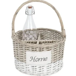 Gifi Rangement|Panier osier porte bouteilles blanc et naturel