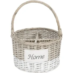 Gifi Rangement|Panier osier porte bouteilles blanc et naturel