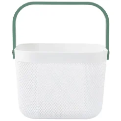 Gifi Rangement|Panier plastique avec anse blanc et vert - L24 x l24 x H18 cm