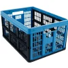 Gifi Rangement|Panier pliable en plastique bleu et noir 45L