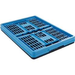 Gifi Rangement|Panier pliable en plastique bleu et noir 45L