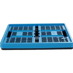 Gifi Rangement|Panier pliable en plastique bleu et noir 45L