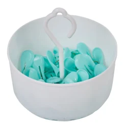 Gifi Entretien Du Linge|Panier rond blanc avec pince à linge x24