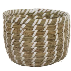 Gifi Entretien Du Linge|Panier rond imitation bois tressé beige x2