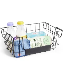 Gifi Rangement|Panier superposable taille S métal noir 34,5x24x14cm