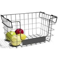 Gifi Rangement|Panier superposable taille M métal noir 34,5x24x19cm