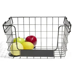 Gifi Rangement|Panier superposable taille M métal noir 34,5x24x19cm