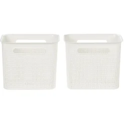 Gifi Rangement|Paniers à linge blancs design perforé 7 L x2