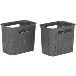 Gifi Rangement|Paniers à linge gris design perforé 7 L x2