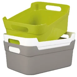Gifi Rangement|Panière à anses empilable en plastique