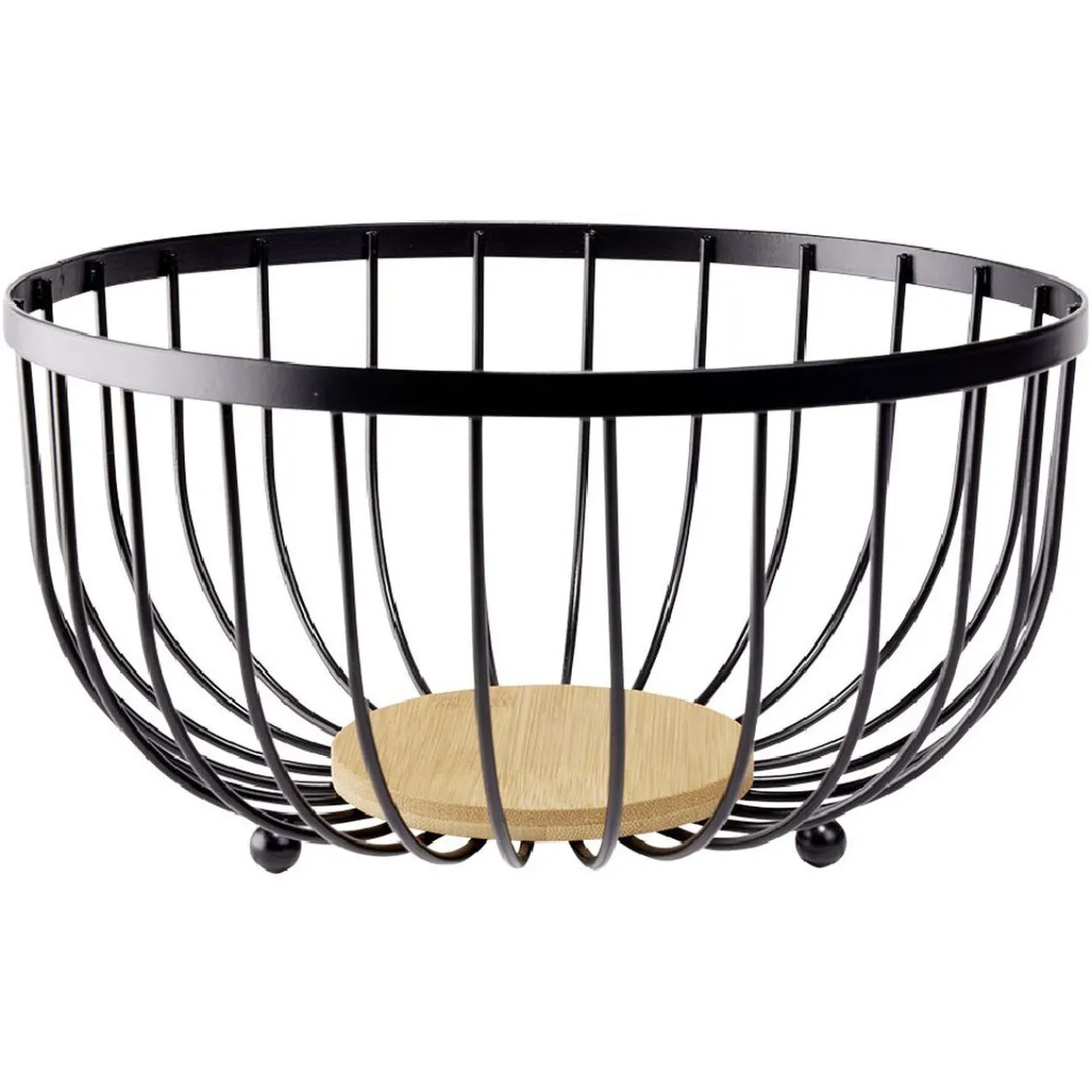 Gifi Panière à fruits fond bambou métal noir Ø25xH13cm