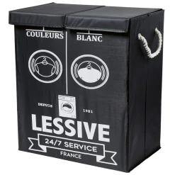 Gifi Entretien Du Linge|Panière à linge 2 compartiments couleurs et blanc