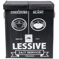 Gifi Entretien Du Linge|Panière à linge 2 compartiments couleurs et blanc