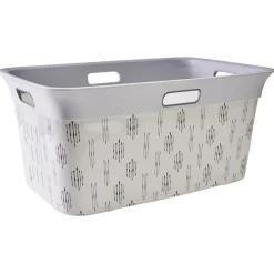 Gifi Entretien Du Linge|Panière à linge blanc et gris 40L