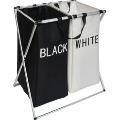 Gifi Entretien Du Linge|Panière à linge de tri blanc noir