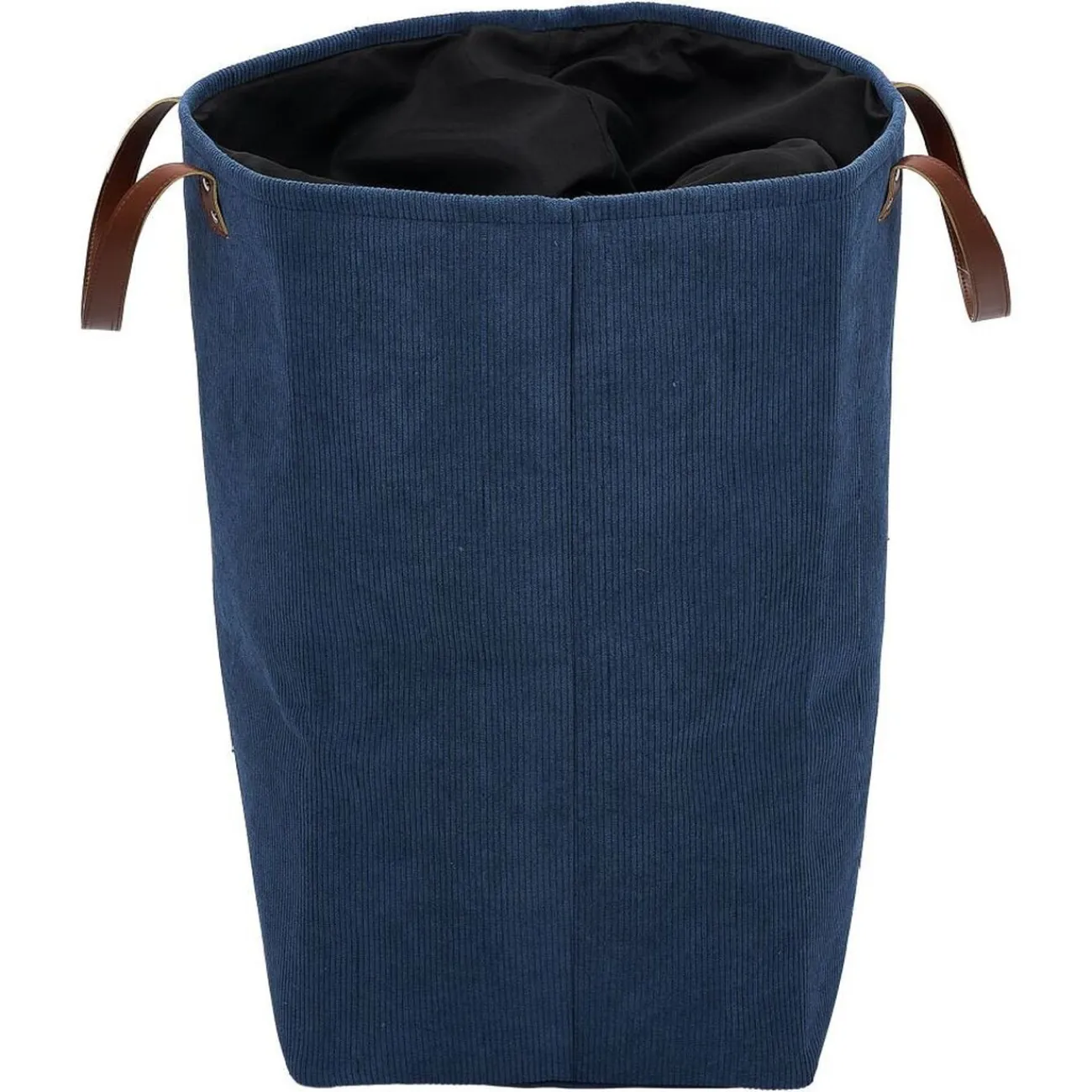 Gifi Entretien Du Linge|Panière à linge 58L avec anses polyester bleu marine effet velours