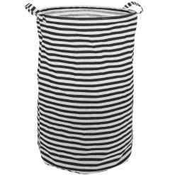 Gifi Entretien Du Linge|Panière à linge 75L blanc rayé noir Ø40xH60cm