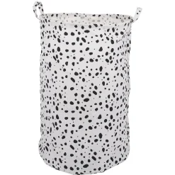 Gifi Entretien Du Linge|Panière à linge 75L blanc tacheté noir Ø40xH60cm
