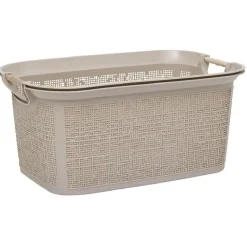 Gifi Entretien Du Linge|Panière à linge 30L plastique tressé blanc