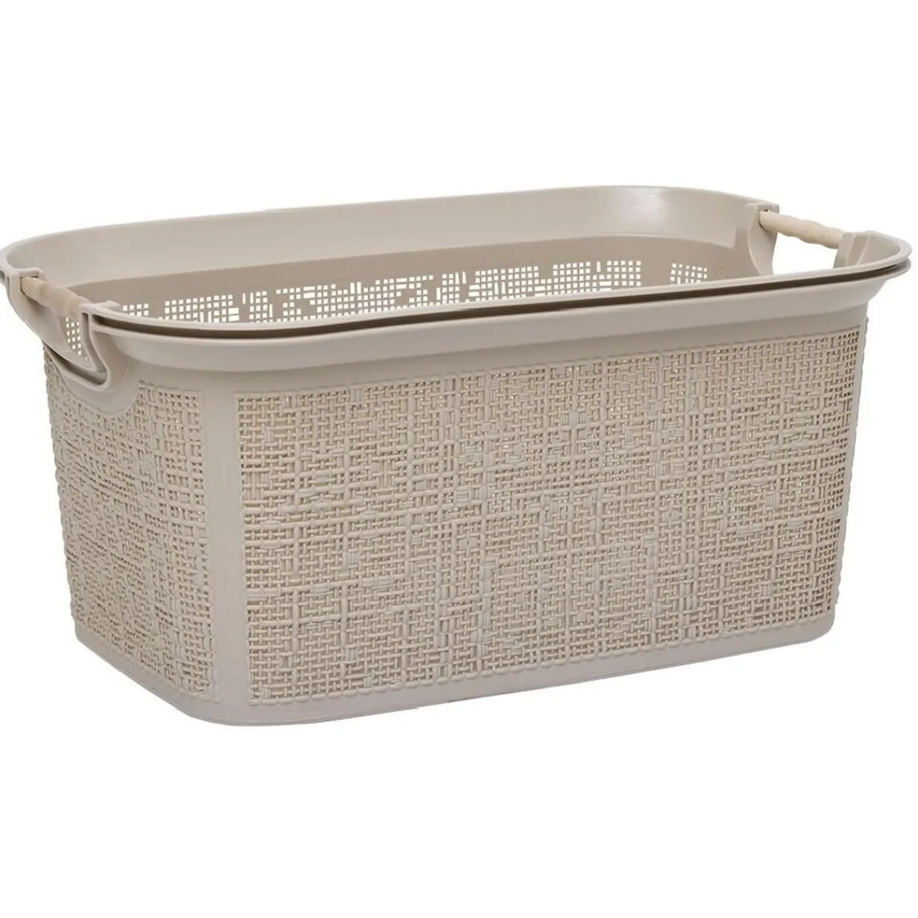 Gifi Entretien Du Linge|Panière à linge 30L plastique tressé blanc