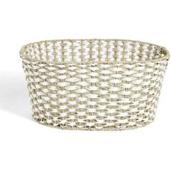 Gifi Entretien Du Linge|Panière à linge 41L 58xH28x43cm jonc de mer beige et blanc