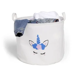 Gifi Entretien Du Linge|Panière à linge licorne en toile Ø30xH25cm