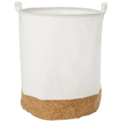 Gifi Entretien Du Linge|Panière à linge ronde en coton blanc