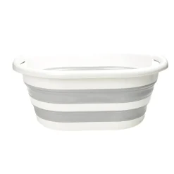 Gifi Entretien Du Linge|Panière à linge rétactable 26L plastique gris et blanc