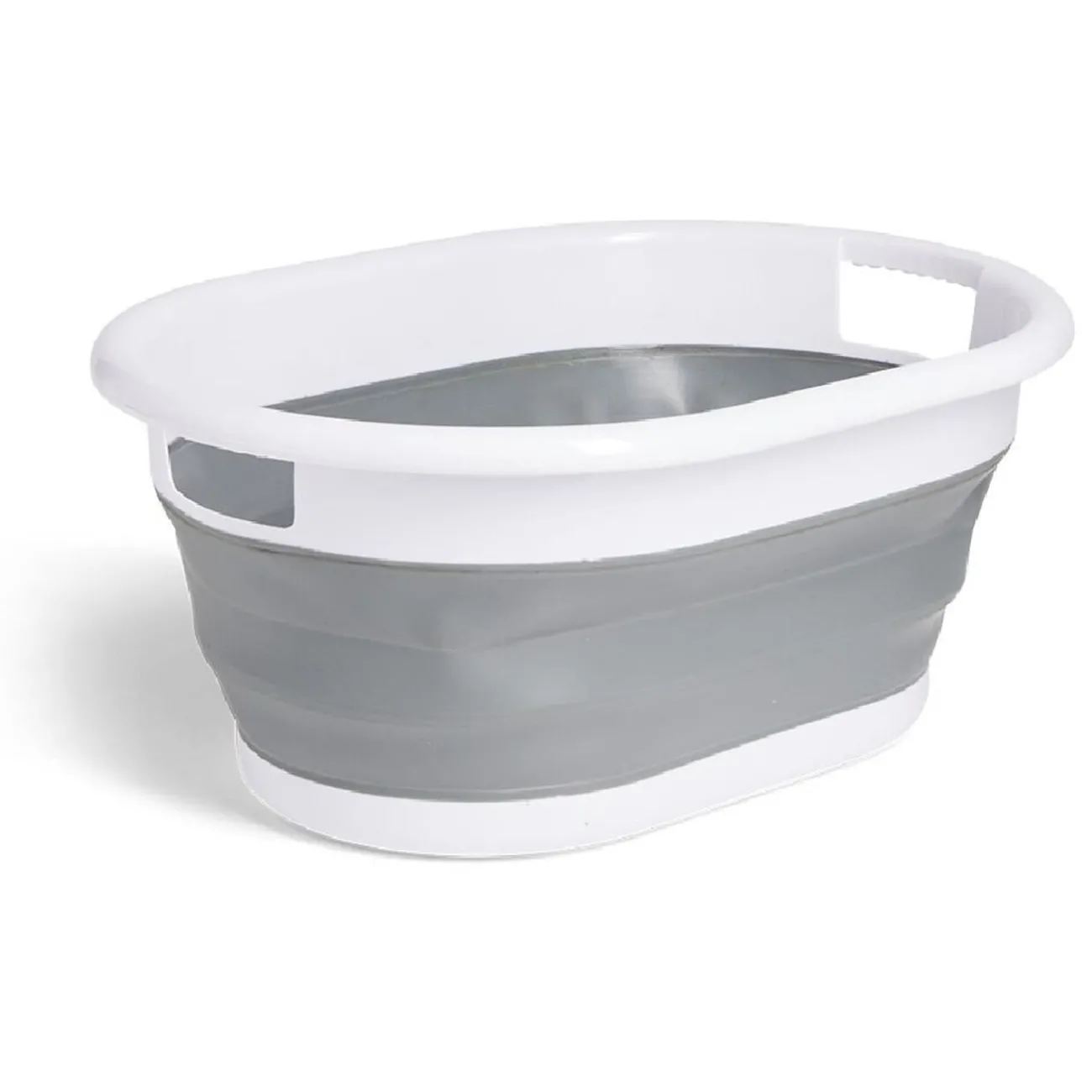 Gifi Entretien Du Linge|Panière à linge rétractable 54x23x39cm plastique blanc et gris