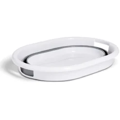 Gifi Entretien Du Linge|Panière à linge rétractable 54x23x39cm plastique blanc et gris