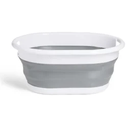 Gifi Entretien Du Linge|Panière à linge rétractable 54x23x39cm plastique blanc et gris