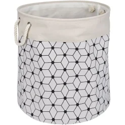 Gifi Entretien Du Linge|Panière à linge souple 72L motifs géométriques polyester beige