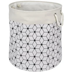 Gifi Entretien Du Linge|Panière à linge souple 72L motifs géométriques polyester beige