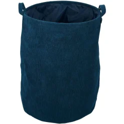 Gifi Entretien Du Linge|Panière à linge souple 56L polyester effet velours côtelé bleu