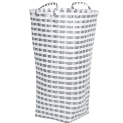 Gifi Entretien Du Linge|Panière à linge tressée gris et blanc