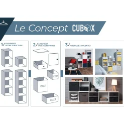 Gifi Rangement|Panière à motif chevron noir et blanc collection Urban 1 Box Cube