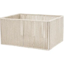 Gifi Rangement|Panière ajouré acier et conton beige - 40x30xH20cm Taille L