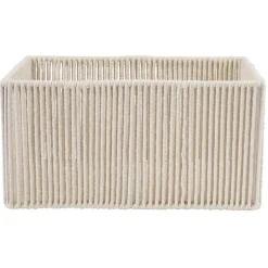Gifi Rangement|Panière ajouré acier et conton beige - 40x30xH20cm Taille L