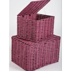 Gifi Rangement|Panière avec couvercle aubergine x2