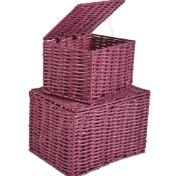 Gifi Rangement|Panière avec couvercle aubergine x2