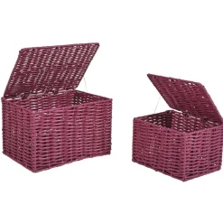 Gifi Rangement|Panière avec couvercle aubergine x2