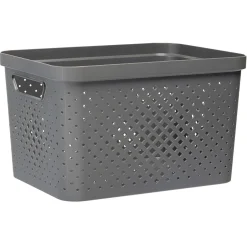Gifi Entretien Du Linge|Panière bac de rangement ajouré gris 16 L