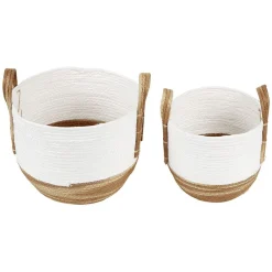 Gifi Rangement|Panière bicolore avec anse petit et grand modèle x2