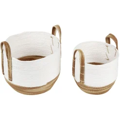 Gifi Rangement|Panière bicolore avec anse petit et grand modèle x2