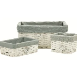 Gifi Rangement|Paniére blanc&gris osier et tissu