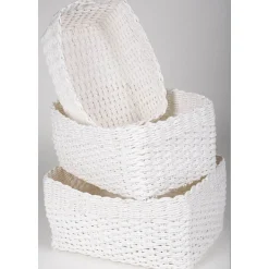 Gifi Rangement|Panière blanche tressée x3