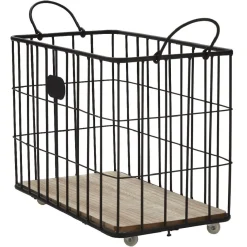 Gifi Rangement|Panière bois/métal taille M