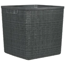 Gifi Rangement|Panière Box Cube effet jute 17L 27x27x27cm gris
